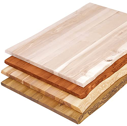 LAMO Manufaktur Massivholzplatte Tischplatte Baumkante für Schreibtisch, Esstisch, 120x80 cm, Dunkel, LHB-01-A-004-120