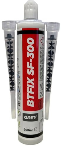 BTFIX SF-300 2K Injektionsmörtel 300 ml inkl. 2x Statikmischer | Verbundmörtel, Chemiedübel für Beton & Mauerwerk, Schwerlastbefestigung, styrolfrei, Montagemörtel Ankerkleber