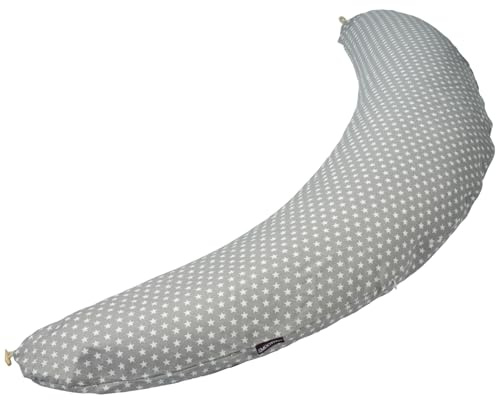 SMOOTHY® Stillkissen Bezug XXL 100% Baumwolle Ersatzbezug Grau Sterne | Hygienisch frisch, hautfreundlicher Schwangerschaftskissen Ersatzbezug, 100% Baumwolle, waschbar, für Seitenschläferkissen
