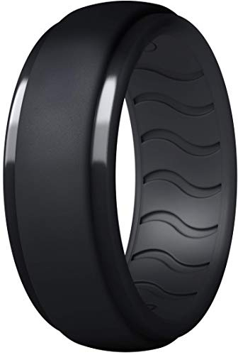 Dookeh Silikonring für Männer, Silikon-Ehering, Eheringe aus Gummi (A-Black, 11)