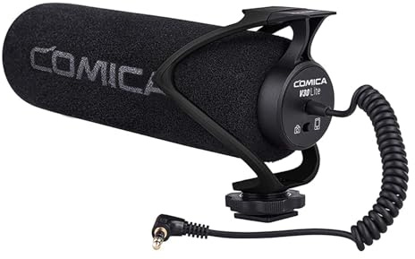 COMICA CVM-V30 LITE Super-Kardioid Kamera Mikrofon, 3.5mm Richtmikrofon für Camera, DSLR-Kameras, Camcorder, Handy, Smartphones für Vlog, Video, Interview (Schwarz)