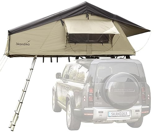 Skandika Dachzelt Freeland 240 x 190 | Autodachzelt für 2-4 Personen, Softcover Autozelt, wasserfest 2500 mm, Eingang und Fenster mit Moskitonetz | Auto Zelt für PKW, Bus