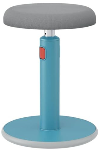 Leitz Active Sitz-Steh-Hocker, Ergonomischer höhenverstellbarer Wipphocker für 46 cm bis 79 cm Höhe, Runder Bürodrehstuhl/-hocker, Ergo Cosy Serie, blau, 65180061