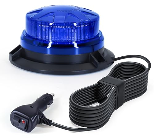 antom LED Rundumkennleuchte,12V-24V Blau Rundumleuchte mit magnetischem und 3 Meters-Kabel für Gabelstapler-Traktor Golfwagen UTV Anhänger SUV