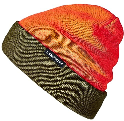 Lakeshore® Wendbare Jagdmütze I Signalfarbe Jagd Mütze für Drückjagd und Treibjagd I Wendemütze, Damen und Herren, Orange/Olive