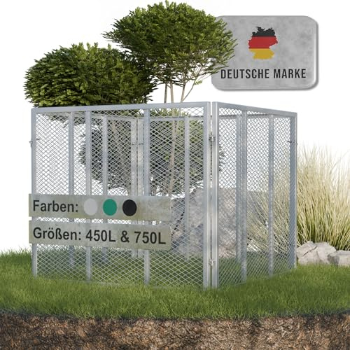 Heimfleiss® Komposter Metall 80x80x70 cm | 450L Metallkomposter verzinkt & pulverbeschichtet | Metall Komposter Garten für Rasenschnitt & Biomüll | Gartenkomposter mit Stecksystem | Kompost Behälter