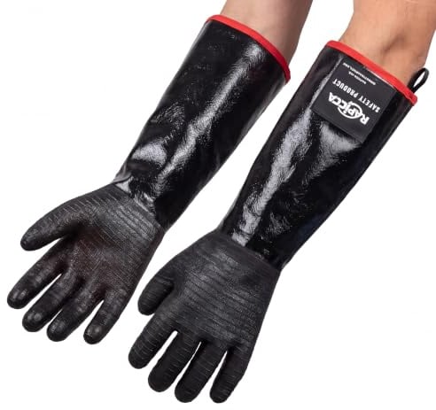 RAPICCA Grillhandschuhe Hitzebeständig aus Neopren, 932 °F, 43.2cm, M | Öl- & wasserdicht, ideal zum Smoken, Grillen, Kochen, Frittieren von Truthahn und Greifen von heißem, fettigem Grillgut