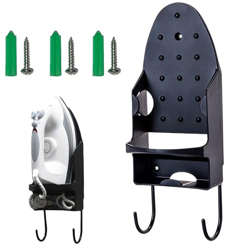 DXIA Halterung für Bügelbrett, Wandmontiertes Elektrisches Bügelbrett, Wandmontage Schwarz, Aufbewahrung von Bügeleisen für Organisation für Waschküche, Hotel, Haus, Schwarz