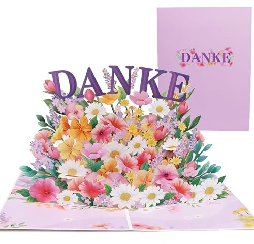 BYZANDQI Pop Up Dankeskarte - 3D Blumen Danke Karte mit Umschlag - Dankeschön Geschenke Grußkarte Glückwunschkarte Danksagung, Dankeschön Karte für Familie, Freunde, Kollege