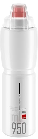 Elite JET PLUS Klar Rot Logo 950 ml – Ultraleichte Fahrrad-Trinkflasche für Radsport MTB Gravel – BPA-frei Biologisch abbaubar Nachhaltig