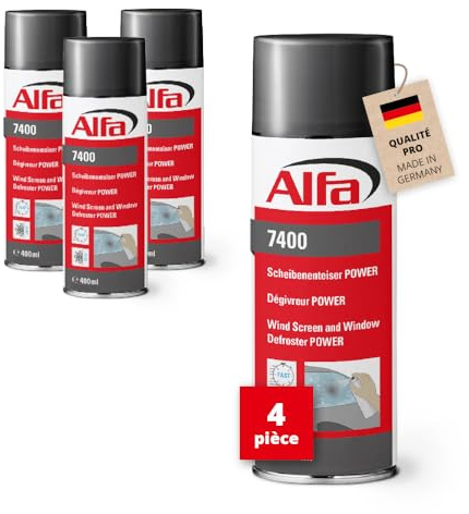 Alfa 4X Scheibenenteiser 400 ml Profi-Qualität Entfroster Scheibenentfroster Autoscheiben Türschloss Türdichtung Enteiserspray Eisfrei Spray schnelle Enteisung bis -20°C Winter