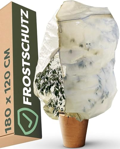 Praknu Winterschutz für Pflanzen XXL 180 x 120 cm - Dickes Material - Mit Aufbewahrungstasche - Waschbar - Reißfest - Für Palmen