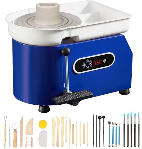 VEVOR Töpferscheibe Keramik Rad Maschine Max. 450 W, Elektrische Töpferscheibe Maschine 28 cm 300 U/min Töpferscheibenmaschine, mit Pedal & Schürze Formmaschine, Geeignet für Anfänger, Enthusiasten
