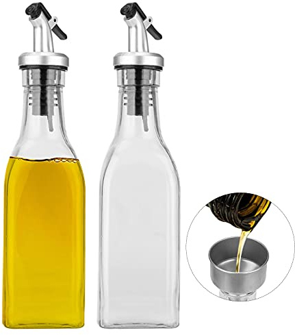Ölspender, Olivenölflasche, 200 ml, 2 Stück, Essig- und Ölspender für Küche, Grill, Nudelsalat und Kochen