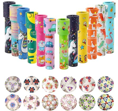 HENGBIRD 12 Stück Kaleidoskop, Klassisches Kaleidoskope, Vintage Retro-Kaleidoscope Lernspielzeug für Jungen und Mädchen, Neujahr, Weihnachten (Zufällige Farben)