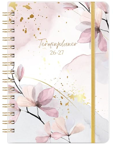 Terminplaner 2026-2027 - Kalender 2026-2027 von Aug. 2026 bis Jul. 2027, Wochenplaner A5 mit Innentasche, Elastischer Verschluss, Kalender 2026 Buchkalender, 6.1 x 8.5in