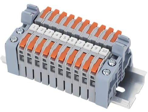 COZERI 10 Stk Reihenklemmen Hutschiene,für 0,5-2,5mm² Kabel,Durchgangsklemmen, für Elektroinstallation, Heimwerkerprojekte und schnelle Verdrahtung