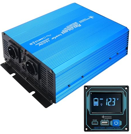 SOLARTRONICS TS 1500W Spannungswandler 12V 230V Reiner Sinus Wechselrichter 230v auf 12v Power Inverter + Display Einbau Fernbedienung USB C+A Wohnmobil