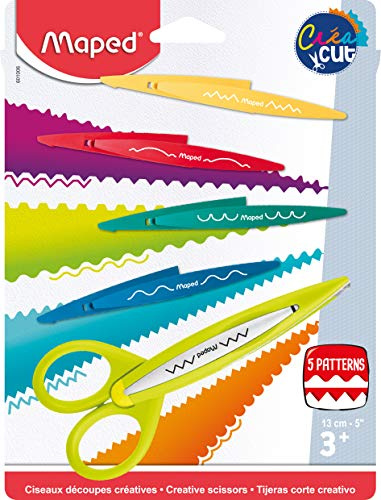 Maped - Konturen-Scheren-Set CREA CUT, 1x Scheren-Gestell + 5x Motiv-Klingen, Bunt