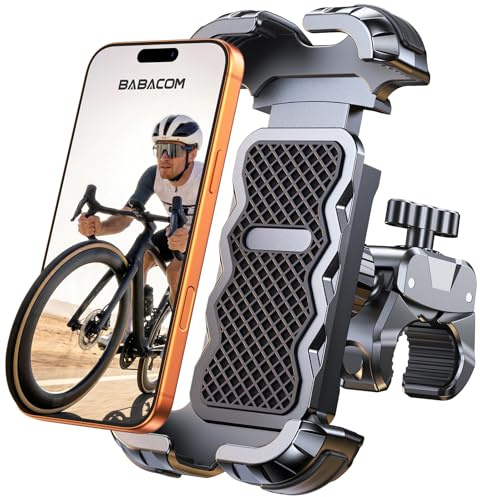 Babacom Handyhalterung Motorrad [1s Auto-Sperre] [360° Drehbar] Handyhalterung Fahrrad mit Schnellmontage-Klemme, Kompatibel mit iPhone 17/16 (4,7”-6,8”), Sturzschutz für e Scooter/ebike Lenker