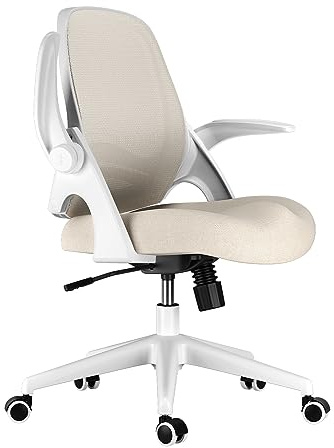 Hbada Bürostuhl Ergonomisch Schreibtischstuhl mit hochklappbaren Armlehnen, Höhenverstellbarer, Mesh Computerstuhl Leichter Stuhl,Grau