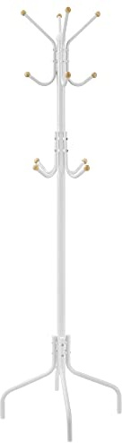 SONGMICS Garderobenständer aus Stahl, mit 12 Haken, 4 Beine | Garderobe, Jackenständer für Mäntel, Hüte, Taschen, für Flur, Schlafzimmer, Büro, Weiß, ALAN Kollektion RCR031W01