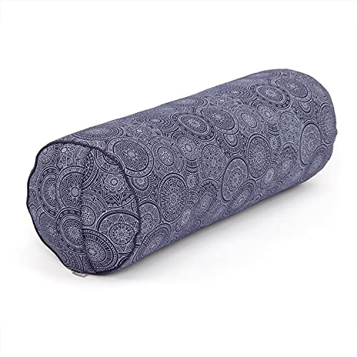 Bodhi Yoga Bolster Ø 23 cm | Maharaja Collection | Abnehmbarer & Waschbarer Bezug aus 100% Baumwoll | Yogarolle mit Bio-Dinkelfüllung | Yogakissen für Restorative & Yin Yoga
