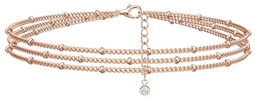 ORAZIO Armband Rosegold Damen Silber 925 Armbänder Rosegold Armkette Verstellbare Ketten Charm Armband Roségold Schmuck Armband Damen Mädchen