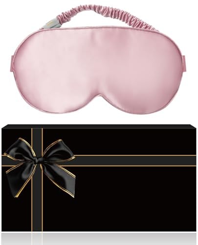YUNCHI 100% Schlafmaske Seide Damen Herren Bequem Bio Satin Schlafbrille Silk Sleeping Eye Mask Augenmaske 19 Momme Reine Maulbeerseide Stoff Augenbinde Zum Schlafen - Set mit Ohrstöpseln (Rosa)