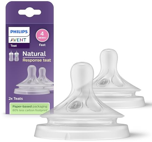 Philips AVENT Natural Response Sauger – 2x Sauger für Babyflaschen mit Durchflussstärke 4, für Babys ab 3 Monaten, BPA-frei (Modell SCY964/02)