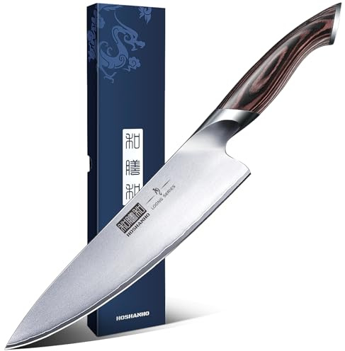 HOSHANHO Kochmesser Profi Messer Scharfe Küchenmesser Chefmesser aus Hochwertigem Edelstahl Allzweckmesser Ergonomischer Griff Geschenkbox（8 inch Chef Knife）
