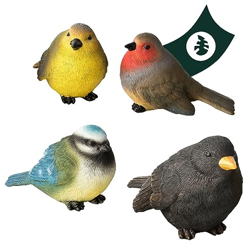 VERDOBA - Garten Dekoration 4 Vögel - Deko Figuren aus Kunstharz (Polyresin) für Balkon, Garten, Wintergaren, Teich - Gartendeko