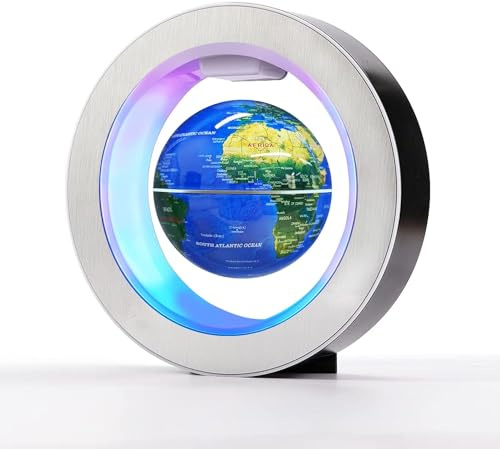 Flagest Magnetisch schwebender Globus – Schwebender O-förmiger Globus mit LED-Beleuchtung für die Dekoration Ihres Heimbüros – Geschenkidee für Geburtstage und Feiertage (10 cm Kugel)