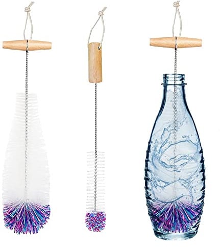 Diwoker Flaschenbürste für Glasflaschen Flaschenreiniger, 2 STK Reinigungsbürste Reinigung Flaschenreiniger für Glaskaraffe,Trinkflaschen,Babyflaschen,Sodaflaschen (Weiß)