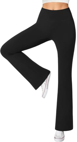 Glacspyg Damen Hose High Waist Schlaghose Bootcut Yogahose Elastisch | Nicht Durchscheinend, Bauch straffen, Po anheben, Hautfreundlich, Schlag Leggings, Geeignet Für Sport, Alltag Und Freizeit