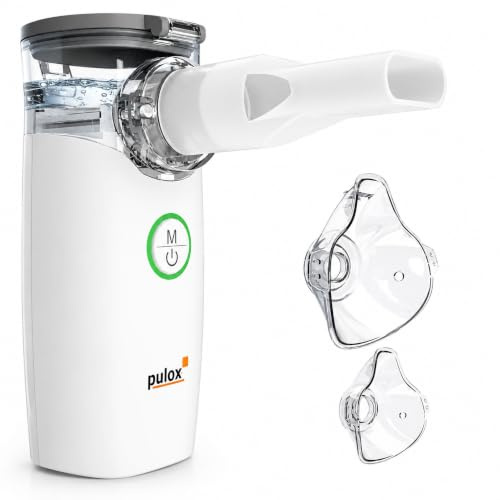 Pulox IN-100 Inhalator Vernebler Inhalationsgerät akkubetrieben leise | Elektrisches Inhalationsgerät für Kinder und Erwachsene, tragbarer Nebulizer bei Husten und Erkältung