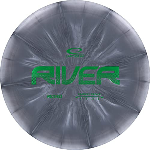 Latitude 64 Retro Burst River, Discgolf-Fairway-Driver, leicht zu werfender Disc-Golftreiber für Anfänger, gerades Fliegen, 170 g + Frisbee-Scheibe, einzigartige Burst-Muster, Grau
