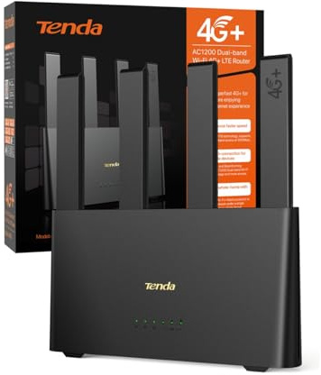 Tenda 4G08 LTE Router,4G+ Router unterstützt SIM Karten,4G+ Cat6 bis zu 300Mbps, WLAN Dual-Band AC1200, 4 x Externe Antennen,Gigabit-LAN/WAN-Anschlüsse, OpenVPN, MU-MIMO,Mesh Wi-Fi+, Plug & Play