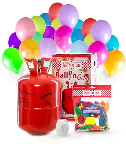 Party Factory Ladenburg Helium Flasche für 50 Luftballons Party Factory Ballons inkl. 50 Ballons