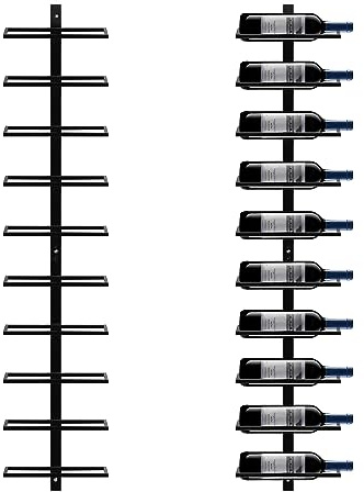Yaheetech Weinregal Flaschenhalter Flaschenregal Aufbewahrungsregal für die Wand aus Metall 10 Flaschen, Schwarz