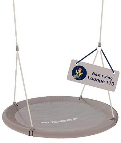 HUDORA Nestschaukel Lounge - Höhenverstellbare Hängeschaukel mit 110cm Durchmesser für bis zu 150kg - Schaukel mit geschlossener Sitzfläche - Familienschaukel für drinnen & draußen, Sand