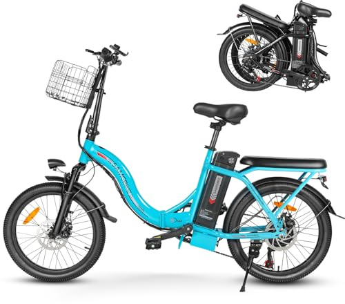 SAEMBIKE Elektrofahrrad Für Erwachsene, 250W Klappbares Elektrofahrrad Mit 36V 13AH Abnehmbarem Akku, Geschwindigkeit 25KM/H und Reichweite 110KM, 20„* 2.35“ Fetter Reifen E-Bikes Für Stadtpendler