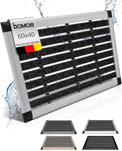 bomoe Fußmatte Außen rutschfest rostfrei Schuhabstreifer Fußabstreifer | 40x60cm Alu Fußabtreter Aussenbereich Eingangsmatte Alu-Fußmatten Abtreter Aussen Fussabtreter Haustür Türmatte AluGant