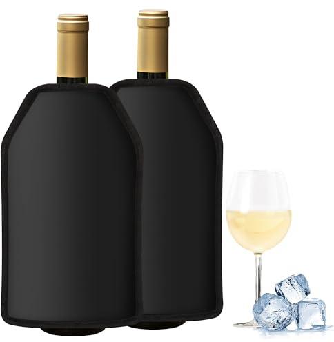 Gimars Weinkühler Manschette Kühlmanschette Sektflasche Flaschenkühler Hülle unterwegs Weinmanschette Weinflaschenkühler für Wein, Sekt, Champagner, Flaschen 2 Stück (Schwarz)