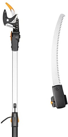 Fiskars Schneidgiraffen-Set, 2-teilig, Bypass Teleskop-Schneidgiraffe UPX86 (Länge 2,4 – 4 m) und Baumsäge für Bypass Teleskop-Schneidgiraffe UPX86 und UPX82 (Länge: 46 cm), 1077330