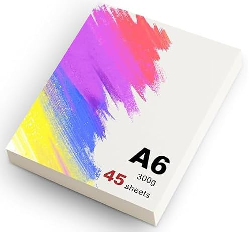 msymsyu 45 Blätter Aquarellpapier A6 300g Watercolor Paper 15x10.5cm | Baumwolle Lose Aquarell Papier für Malen Kalligraphie üben DIY machen für Zeichenbegeisterte Illustratoren und Studenten