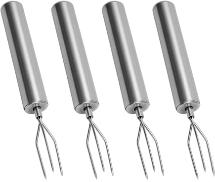 4 Stück Kartoffelgabeln aus Edelstahl 430 – Maisspieße wiederverwendbar, Fleischgabeln (14,5 cm) – zum Schälen, Grillen und Camping – umweltfreundlich und spülmaschinenfest