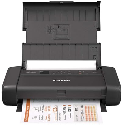 Canon PIXMA TR150 mobiler Drucker (WLAN, Cloud, AirPrint, 4.800 dpi x 1.200 dpi, Highspeed USB Typ C, OLED-Display, Tintenstrahldrucker), schwarz, 322 x 185 x 66 mm