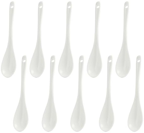 Eierlöffel, Porzellan Eierlöffel, Weiss Eier Löffel Teelöffel Servierlöffel Kaffeelöffel, Dessertlöffel, Mokkalöffel und Dip Löffel, 12 cm, Hochwertiges Keramik,Vielseitige Teelöffel (10pcs)
