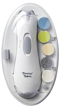 Tommee Tippee Elektrischer Baby-Nagelfeilen-Trimmer, Batteriebetriebener Kleinkind-Nagelknipser mit LED-Licht und Sechs Feilenköpfen für Babys und Erwachsene